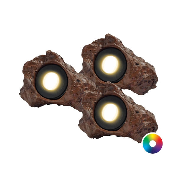 IGNITE (3) 3-WATT SUBMERSIBLE LED COLORING CHANGING ROCK LIGHT PACKAGE WITH TRANSFORMER image 0
